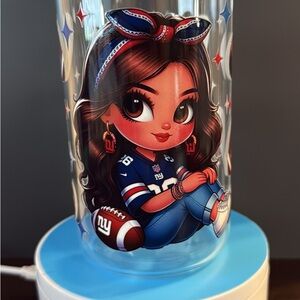 NFL Team Logo Glass Cup with Cartoon Design